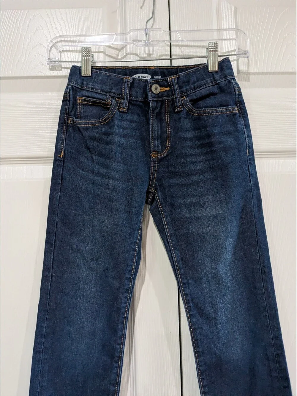 Old Navy Boys Wow Skinny Jeans, Dark Indigo Wash, Size 7, Adjustable Waist